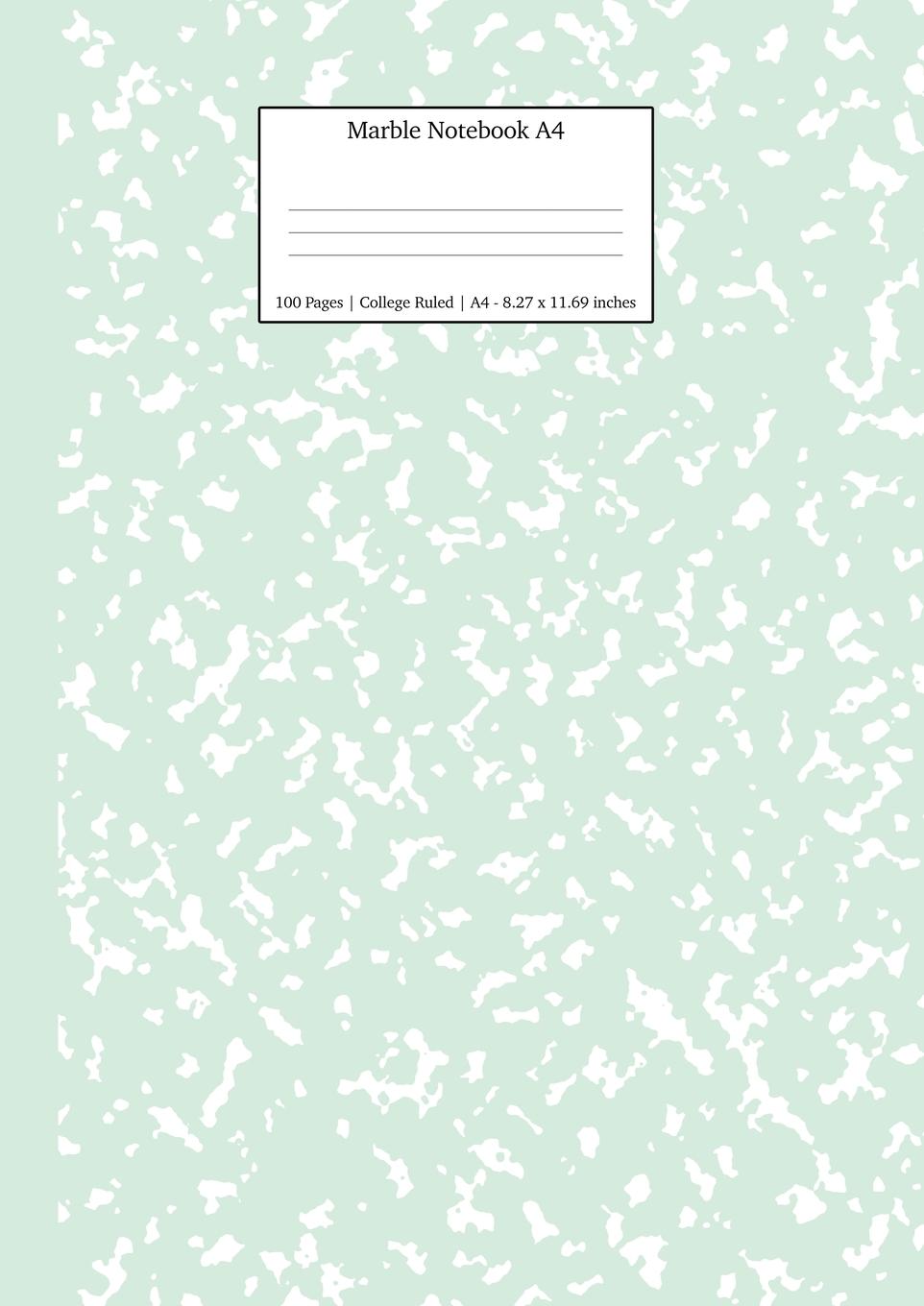 Cover: 9781989790571 | Marble Notebook A4 | Mint Green College Ruled Journal | Press | Buch