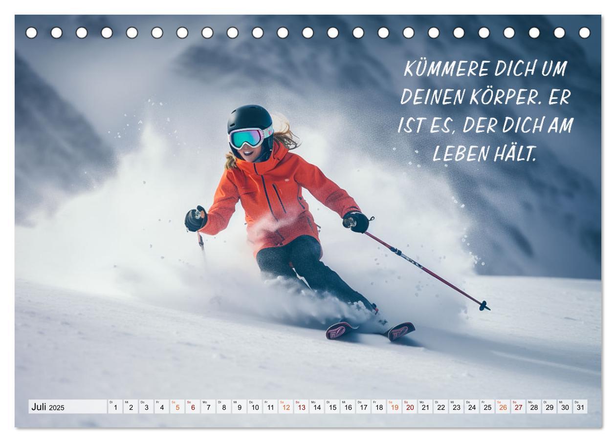 Bild: 9783383909009 | Motivation und Ski (Tischkalender 2025 DIN A5 quer), CALVENDO...