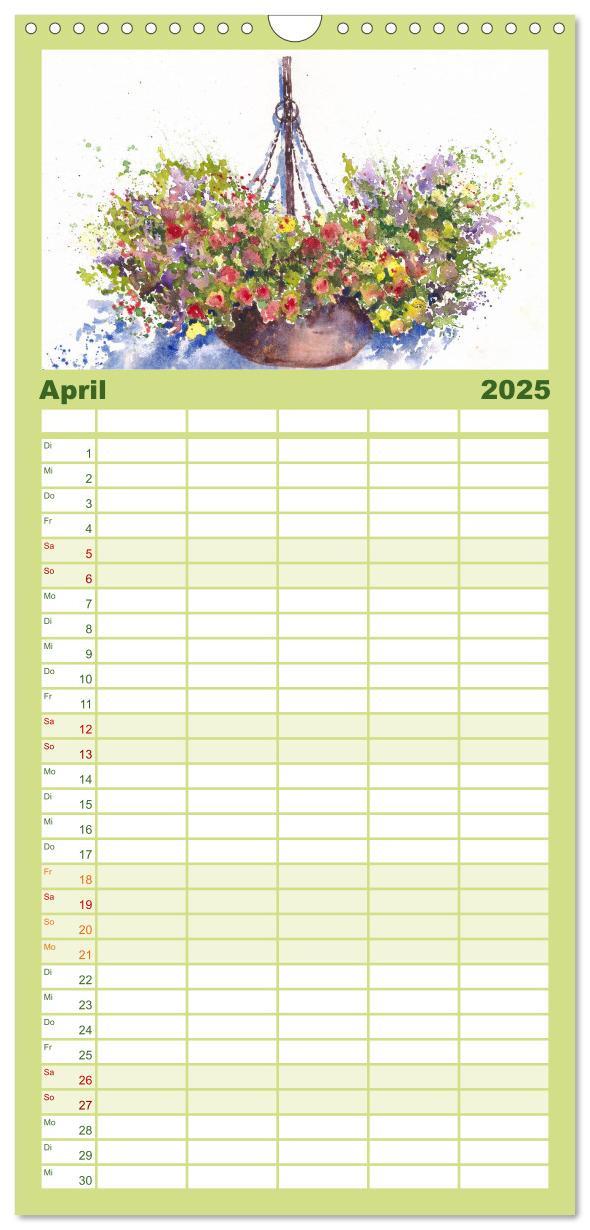 Bild: 9783457123256 | Familienplaner 2025 - Garten Aquarelle mit 5 Spalten (Wandkalender,...