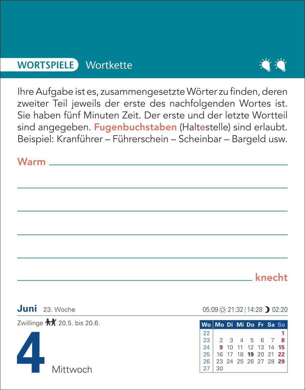 Bild: 9783840033254 | Brain Jogging Tagesabreißkalender 2025 - Gedächtnis, Konzentration,...