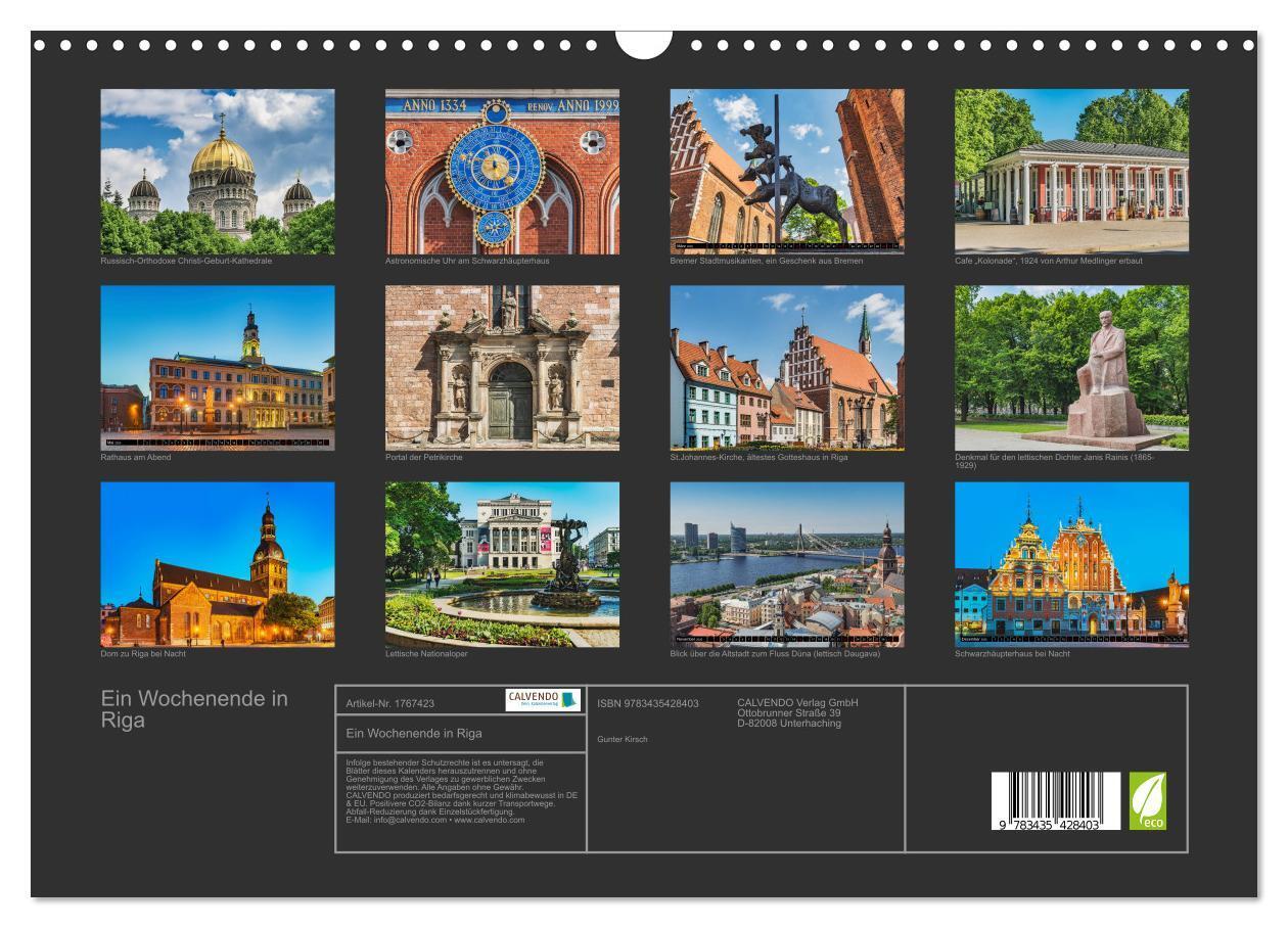 Bild: 9783435428403 | Ein Wochenende in Riga (Wandkalender 2025 DIN A3 quer), CALVENDO...