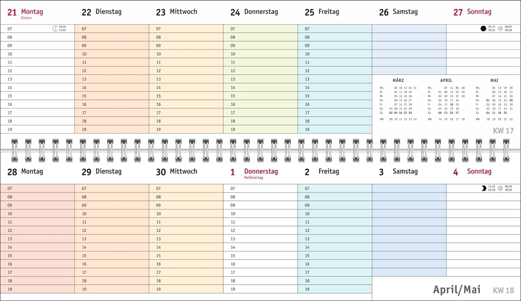 Bild: 9783756406050 | Bunte Wochen Wochenquerplaner 2025 | Heye | Kalender | Spiralbindung