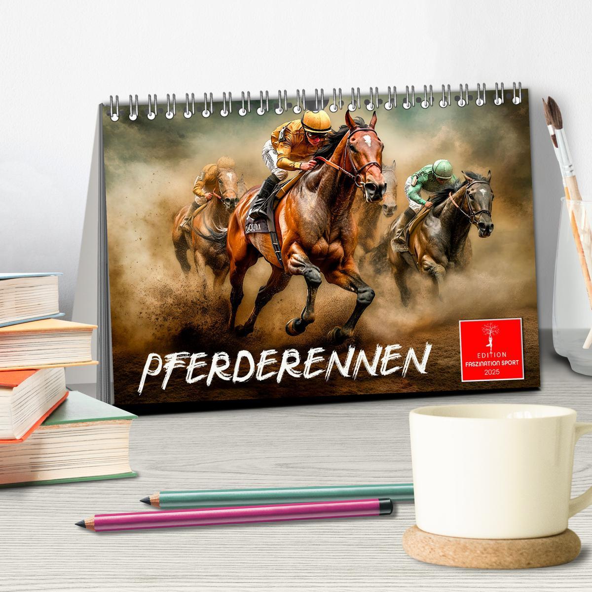 Bild: 9783457208403 | Pferderennen (Tischkalender 2025 DIN A5 quer), CALVENDO Monatskalender