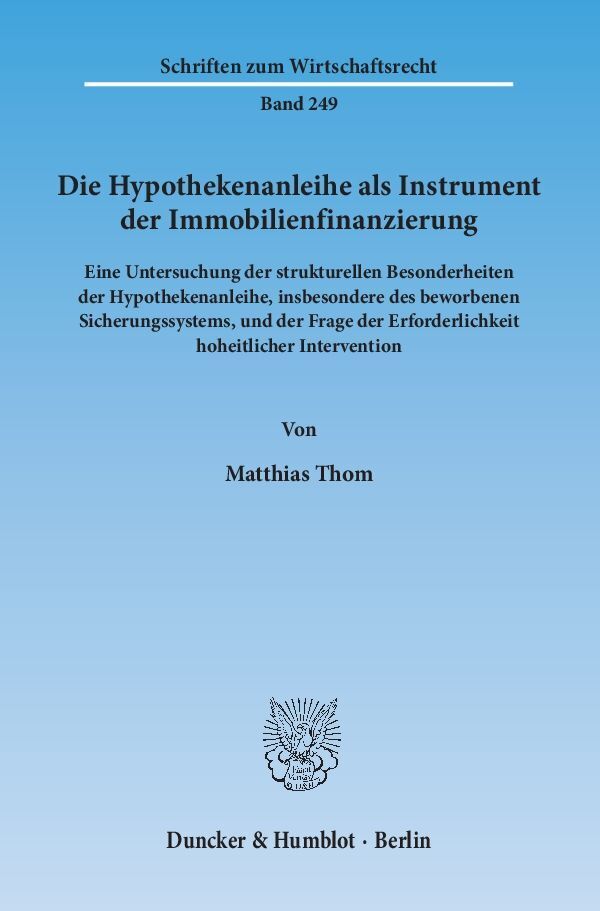 Cover: 9783428141869 | Die Hypothekenanleihe als Instrument der Immobilienfinanzierung.