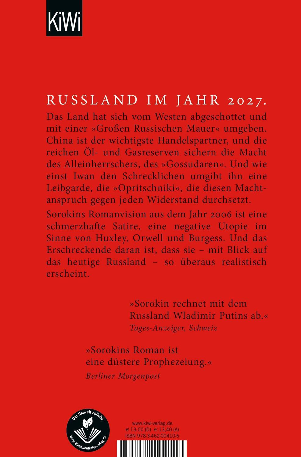 Rückseite: 9783462004106 | Der Tag des Opritschniks | Vladimir Sorokin | Taschenbuch | 224 S.