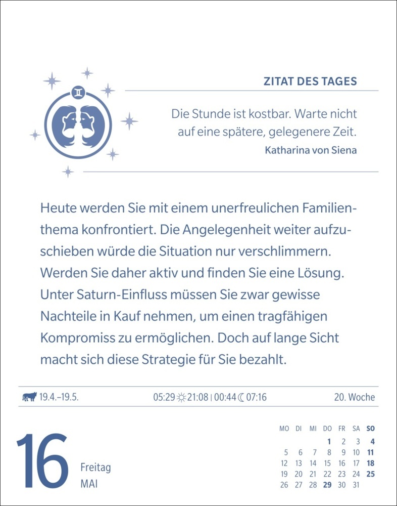 Bild: 9783840033698 | Zwillinge Sternzeichenkalender 2025 - Tagesabreißkalender - Ihr...