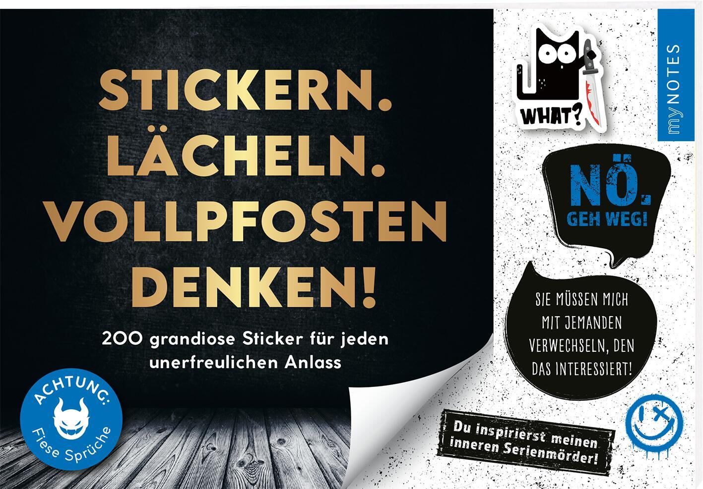 Cover: 4014489136521 | Böse Sprüche Stickerheft: Stickern. Lächeln. Vollpfosten denken!