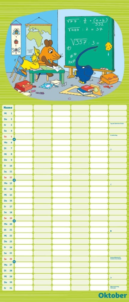 Bild: 4250809653105 | DUMONT - Die Maus 2025 Mega-Familienplaner, 30x70cm, Kalender mit 6...