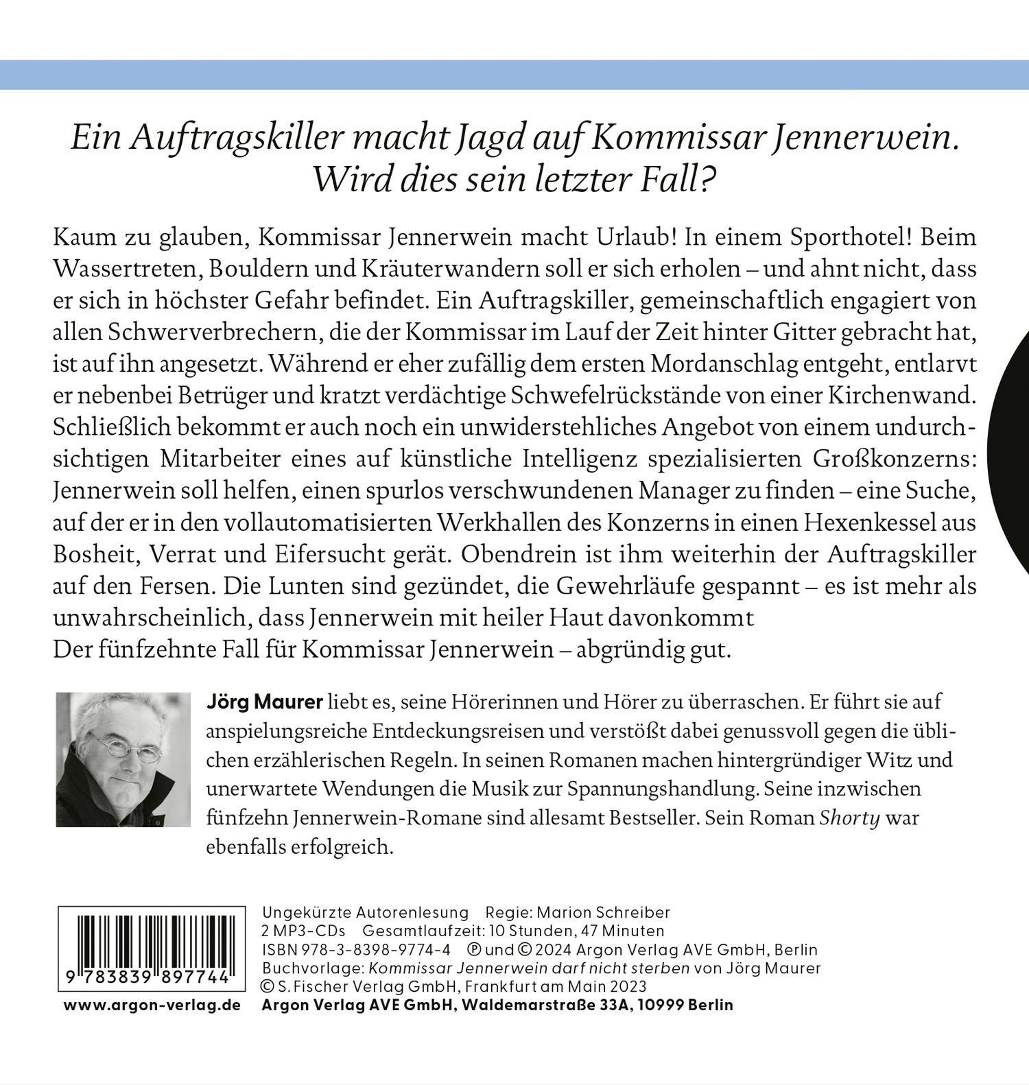 Rückseite: 9783839897744 | Kommissar Jennerwein darf nicht sterben | Jörg Maurer | MP3 | Deutsch