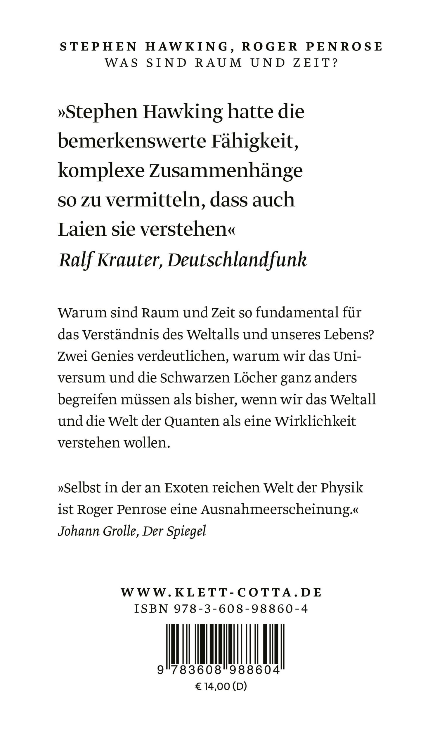 Rückseite: 9783608988604 | Was sind Raum und Zeit? | Stephen Hawking (u. a.) | Taschenbuch | 2025