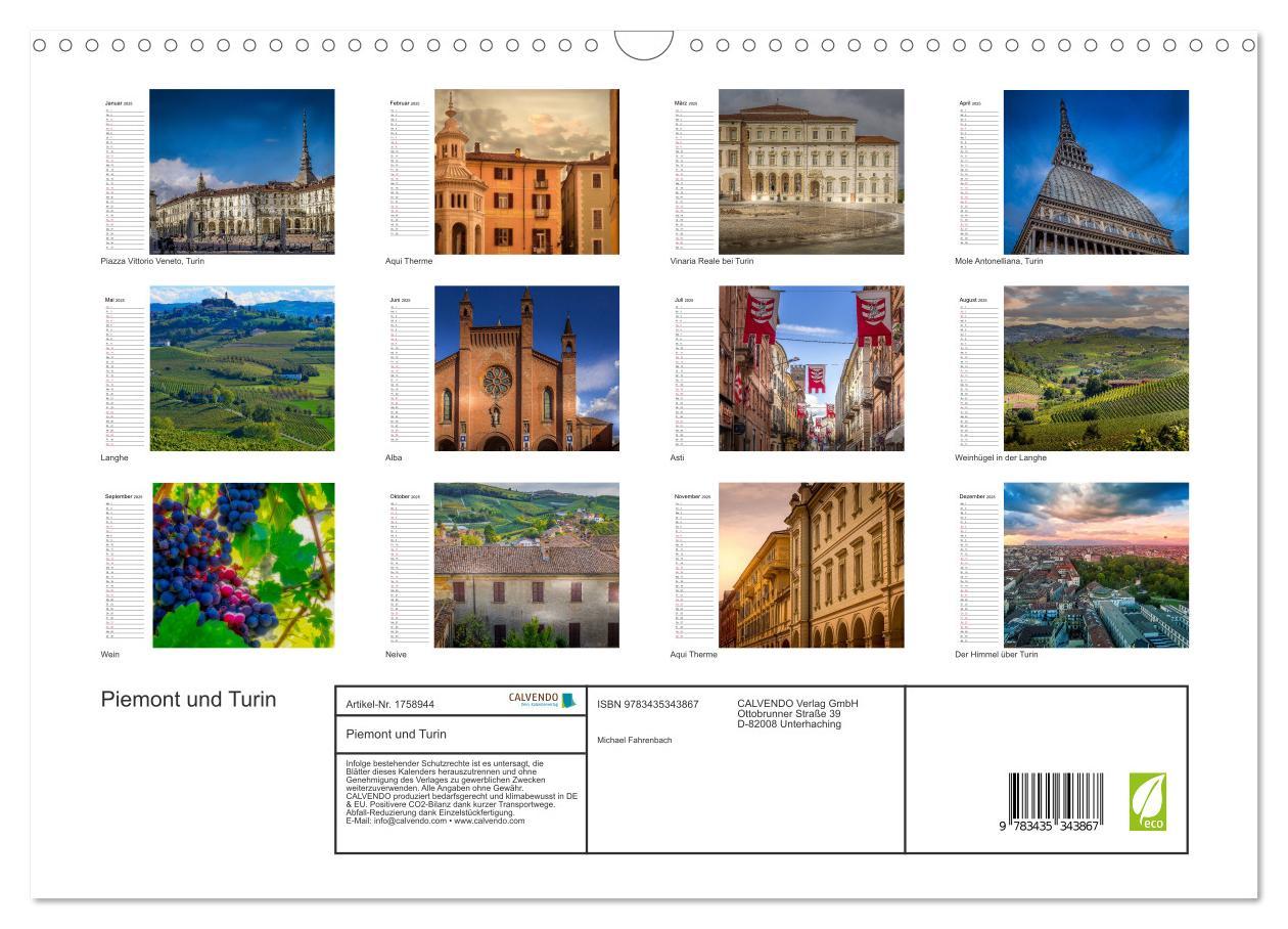 Bild: 9783435343867 | Piemont und Turin (Wandkalender 2025 DIN A3 quer), CALVENDO...