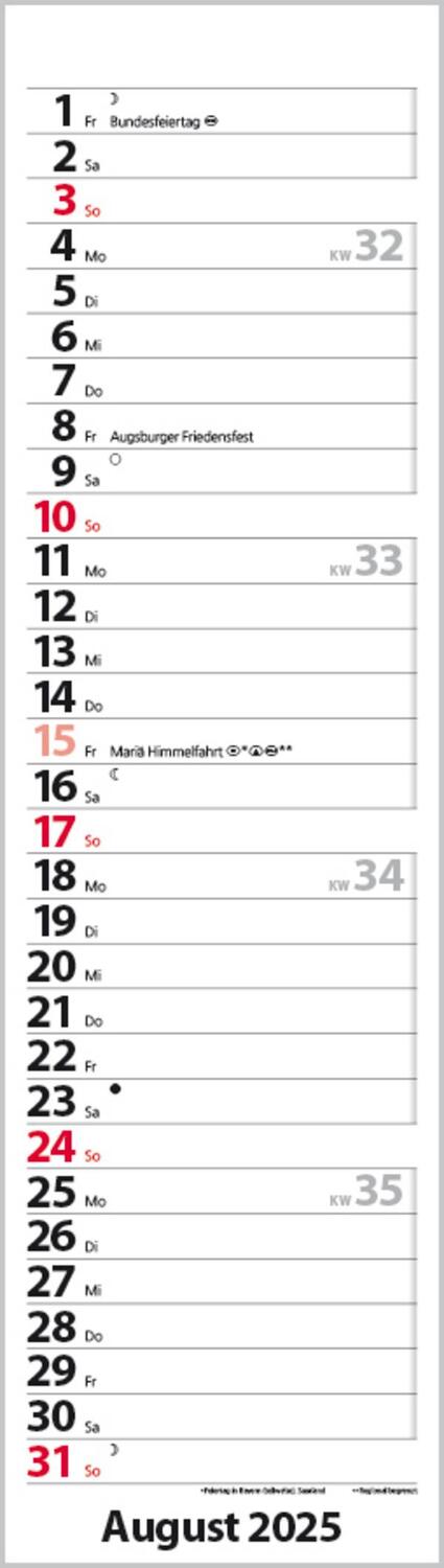 Bild: 9783731882732 | Streifenplaner Mini Rot 2025 | Verlag Korsch | Kalender | 13 S. | 2025