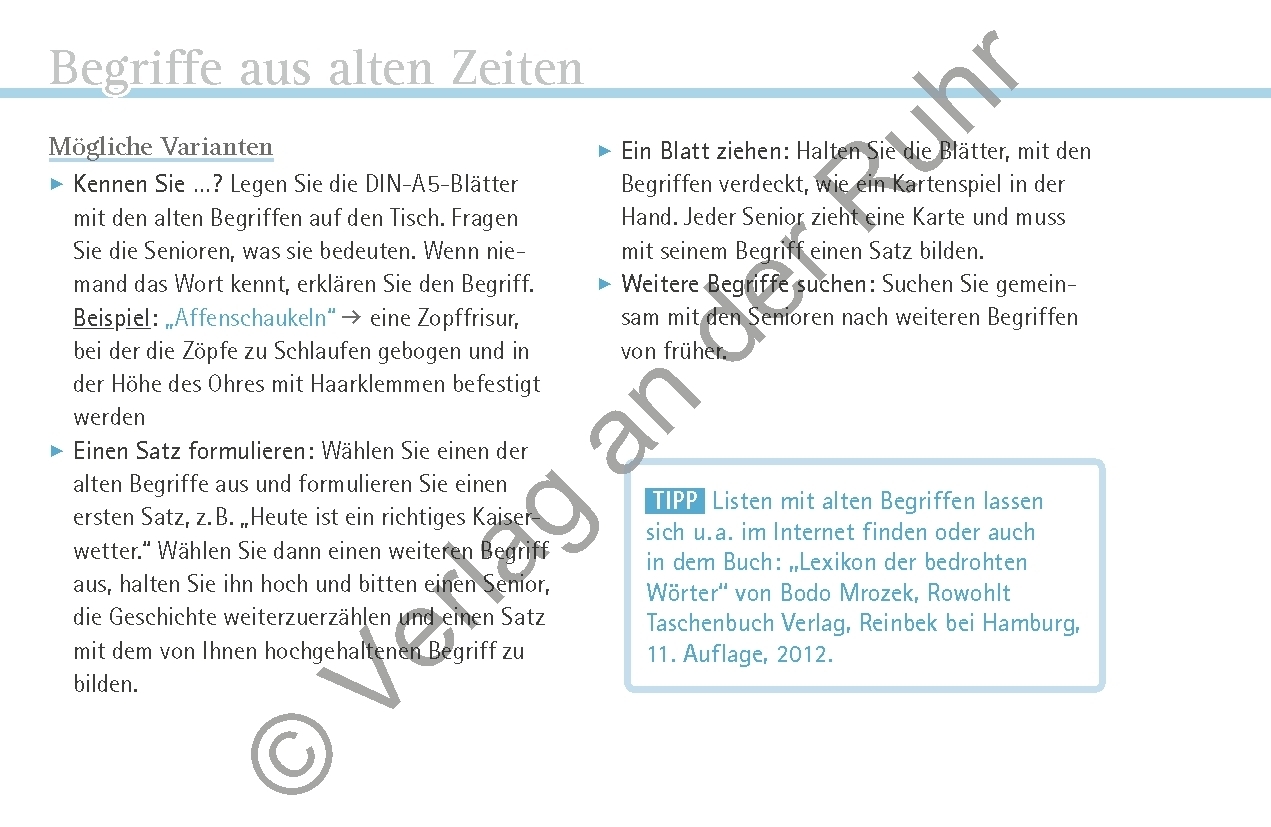 Bild: 9783834640413 | Der Ideenkoffer für die Altenpflege | Beate Rüther | Box | 32 S.