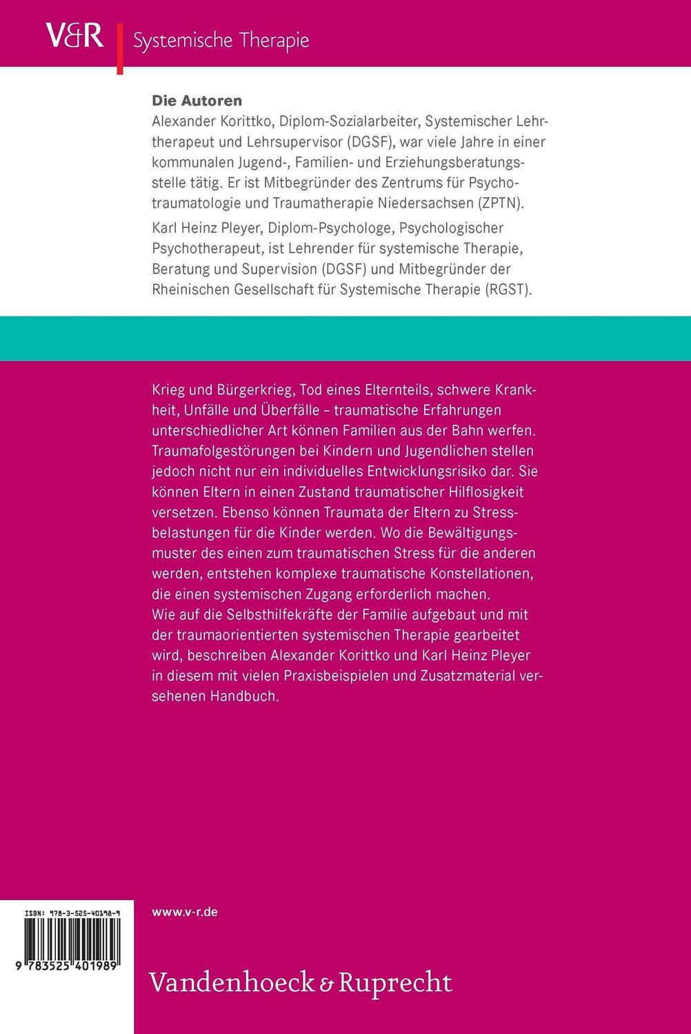 Rückseite: 9783525401989 | Traumatischer Stress in der Familie | Systemtherapeutische Lösungswege