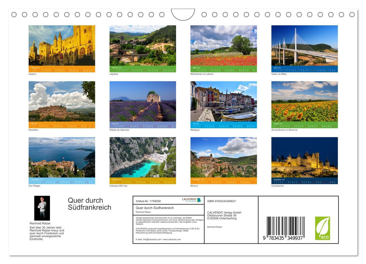 Bild: 9783435349937 | Quer durch Südfrankreich (Wandkalender 2025 DIN A4 quer), CALVENDO...