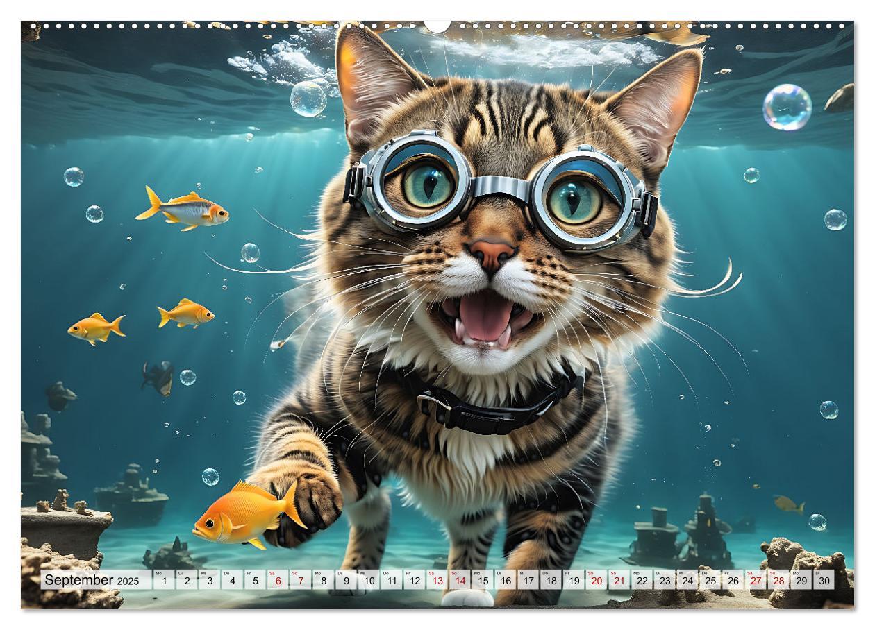 Bild: 9783383843433 | Katzen unter Wasser (Wandkalender 2025 DIN A2 quer), CALVENDO...