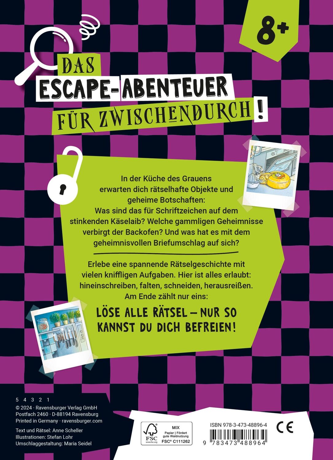 Rückseite: 9783473488964 | Ravensburger Escape Rätsel: Küche des Grauens - Rätselbuch ab 8...