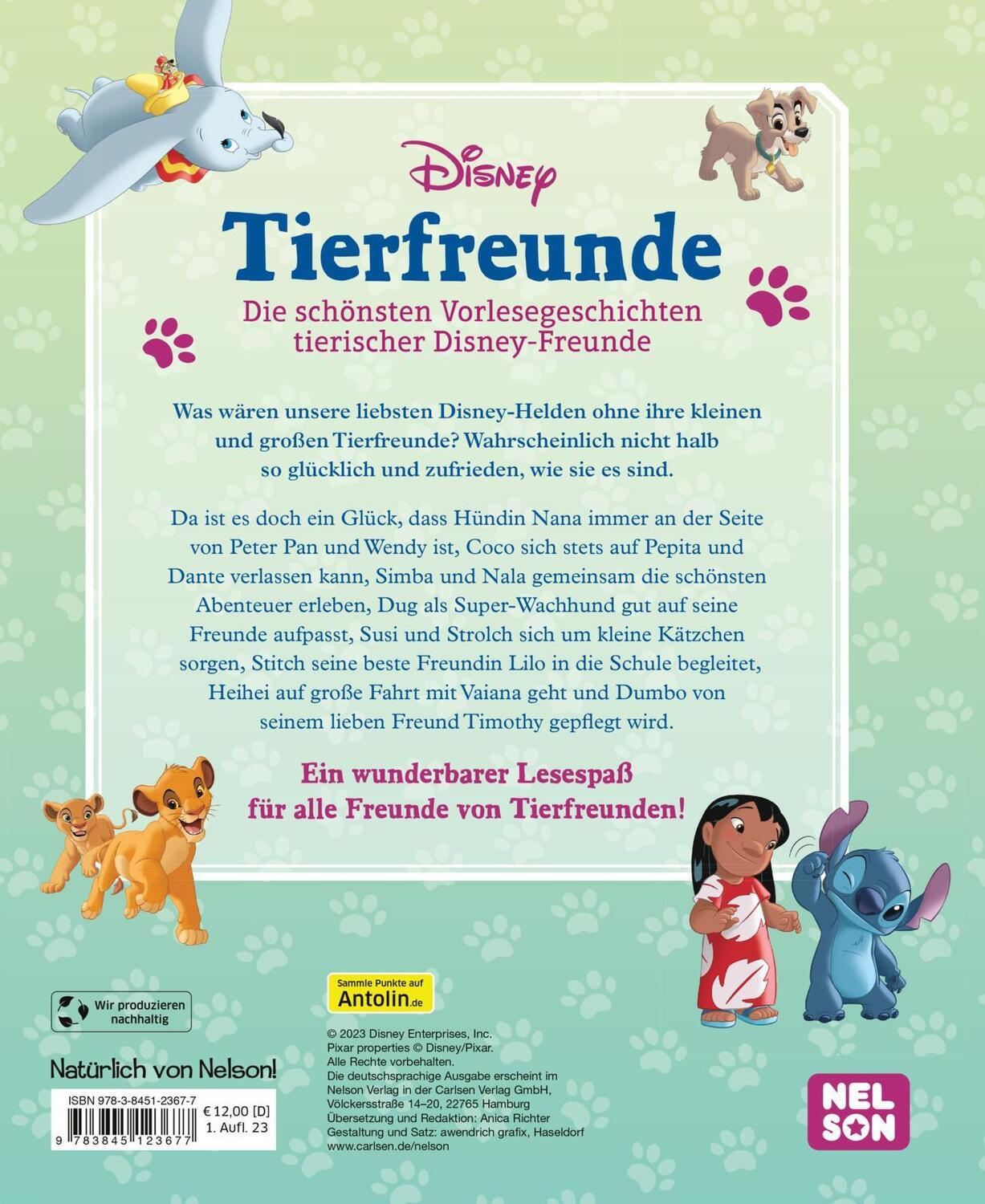 Rückseite: 9783845123677 | Disney: Tierfreunde | Buch | Hardcover mit vielen bunten Abbildungen