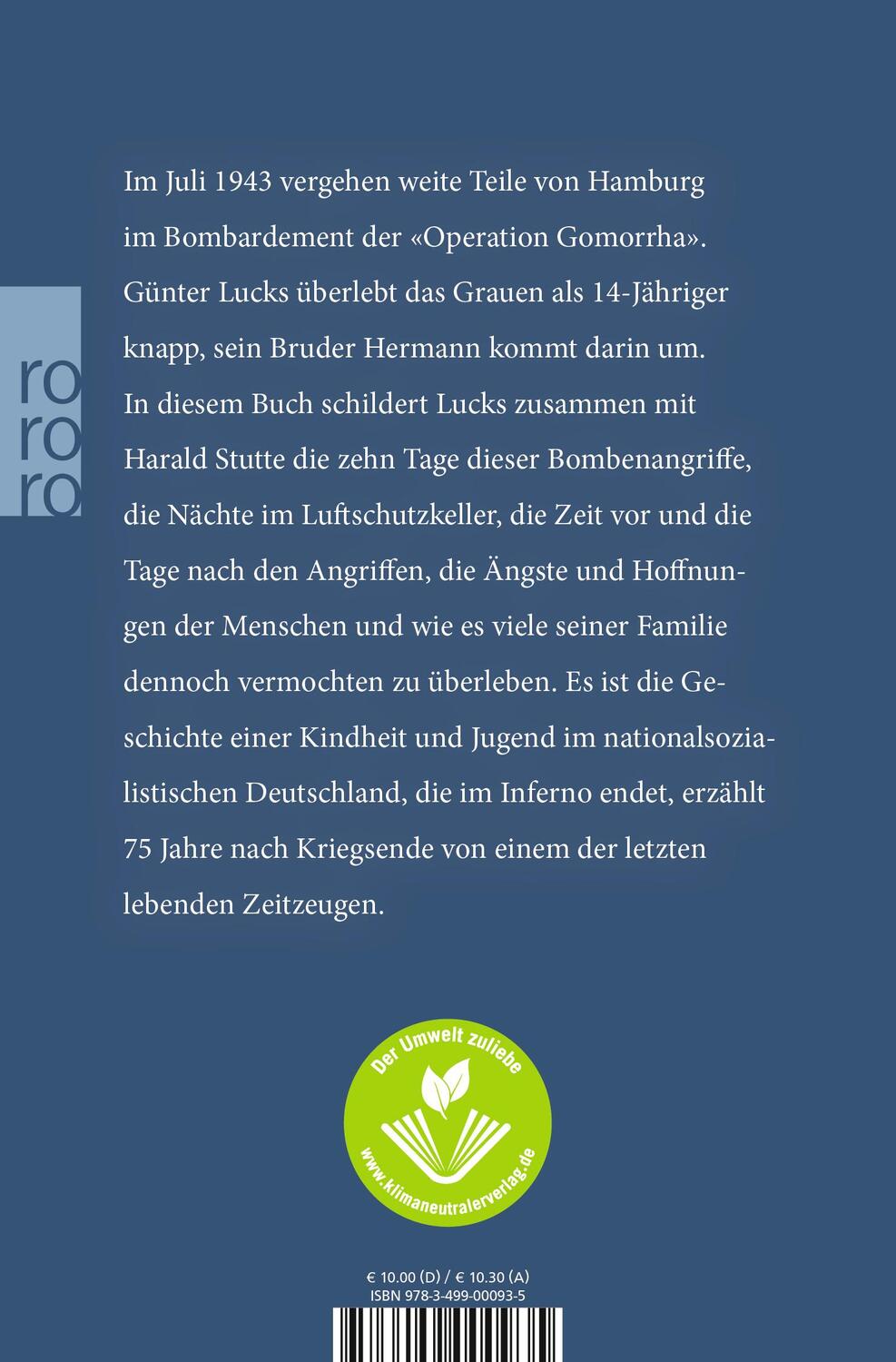 Rückseite: 9783499000935 | Zehn Tage im Juli | Wie ich den Bombenkrieg auf Hamburg überlebte