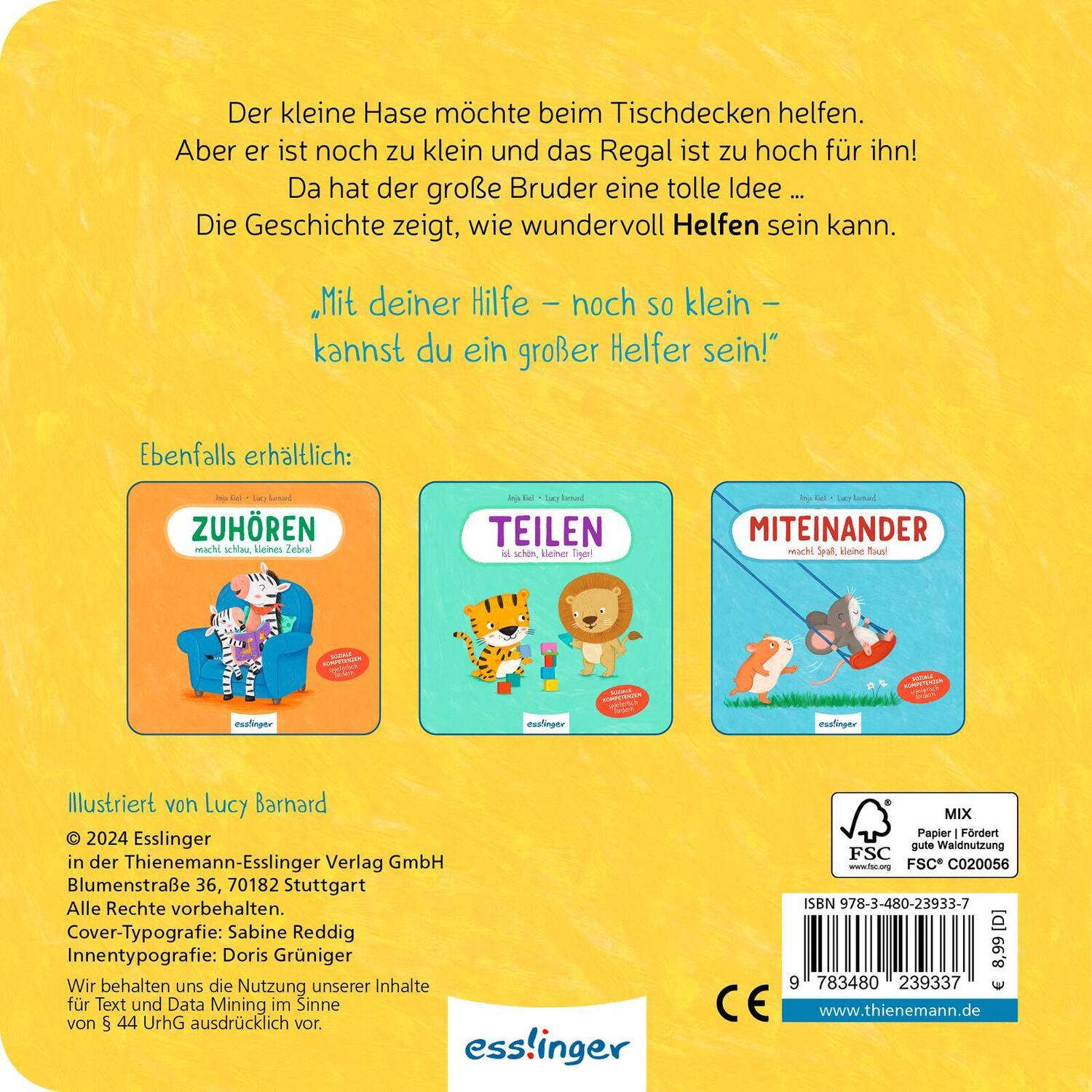 Rückseite: 9783480239337 | Helfen macht groß, kleiner Hase! | Anja Kiel | Buch | 18 S. | Deutsch