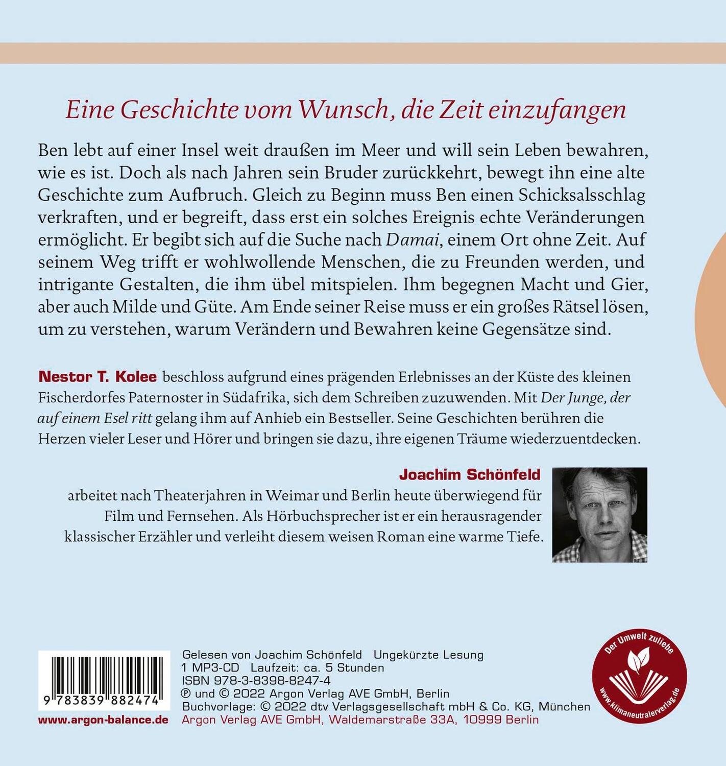 Rückseite: 9783839882474 | Der Junge im Fluss | Nestor T. Kolee | MP3 | 84 Tracks | Deutsch