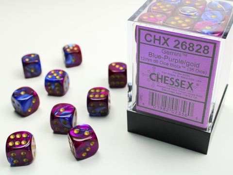 Cover: 601982023560 | Gemini® 12mm d6 Blue-Purple/gold Dice Block (36 dice) | deutsch