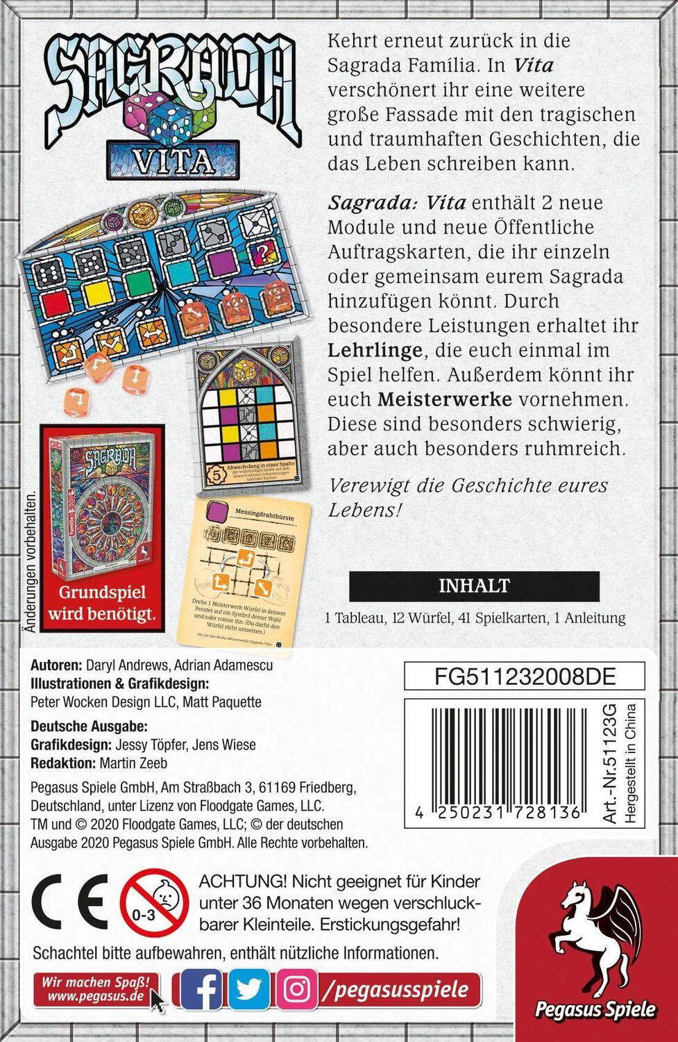 Bild: 4250231728136 | Sagrada: Vita [Erweiterung] | Spiel | 51123G | Deutsch | 2020