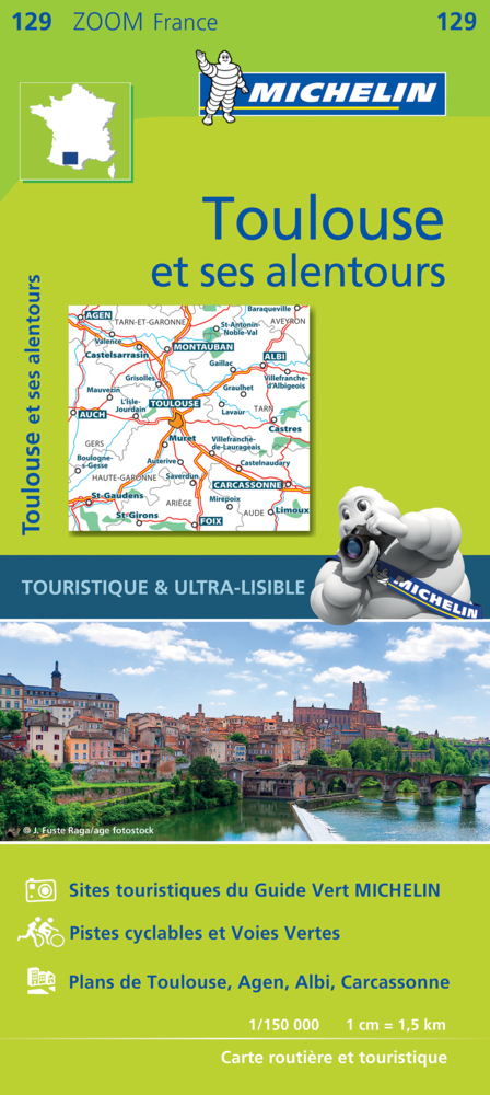 Cover: 9782067208810 | Toulouse &amp; surrounding areas - Zoom Map 129 | Map | Michelin | 2020