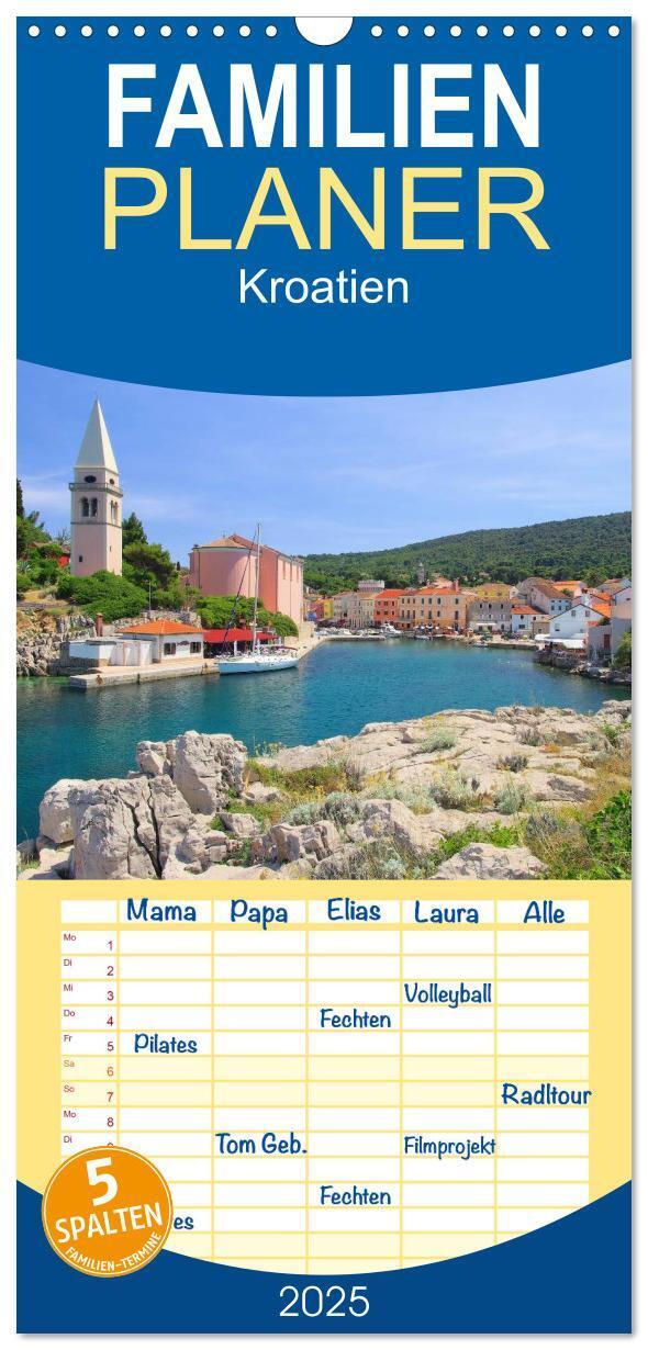 Cover: 9783457119112 | Familienplaner 2025 - Kroatien mit 5 Spalten (Wandkalender, 21 x 45...