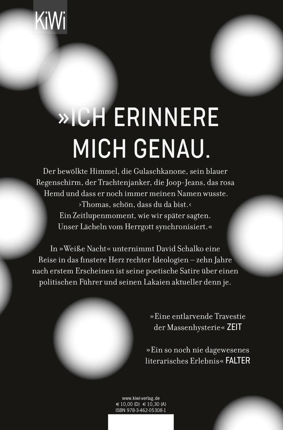 Rückseite: 9783462053081 | Weiße Nacht | Roman | David Schalko | Taschenbuch | 153 S. | Deutsch