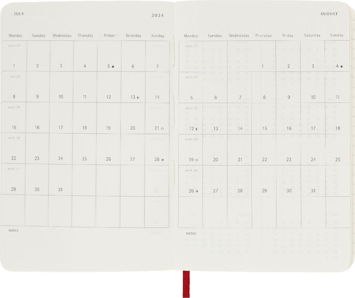 Bild: 8056598856583 | Moleskine 12 Monate Tageskalender 2024, Pocket/A6, Scharlachrot | Buch