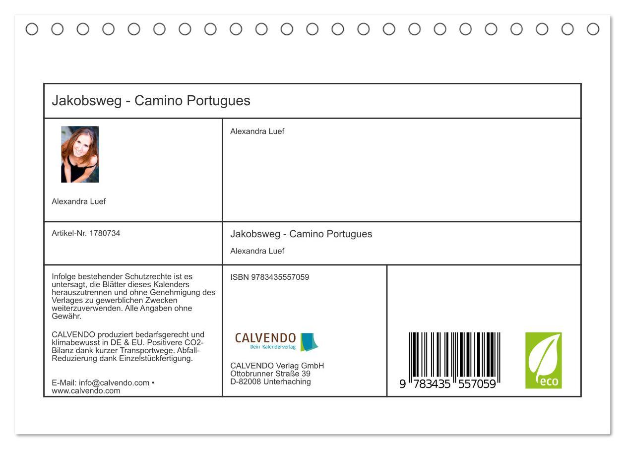 Bild: 9783435557059 | Jakobsweg - Camino Portugues (Tischkalender 2025 DIN A5 quer),...