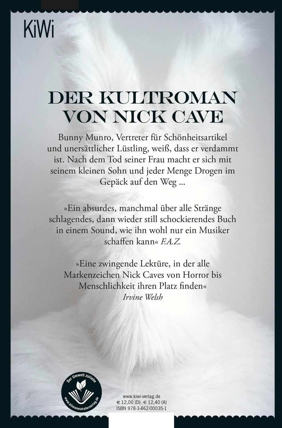 Rückseite: 9783462000351 | Der Tod des Bunny Munro | Roman | Nick Cave | Taschenbuch | 320 S.