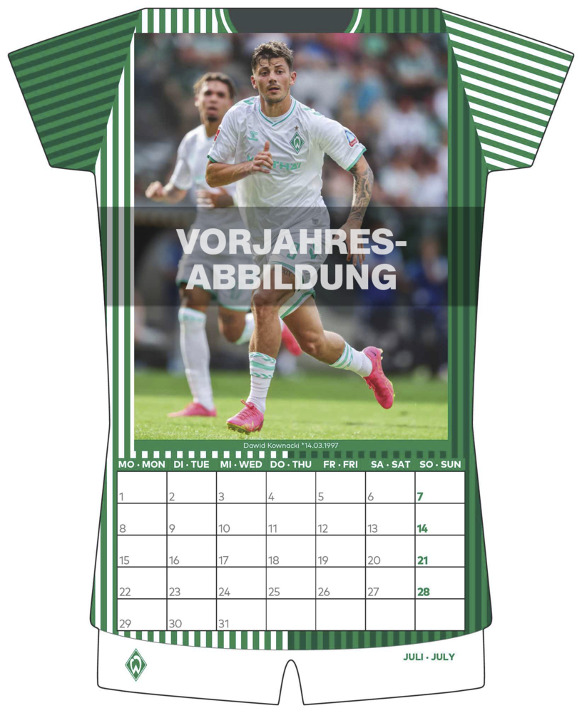 Bild: 4002725994509 | N NEUMANNVERLAGE - Werder Bremen 2025 Trikotkalender, 34,1x42cm,...