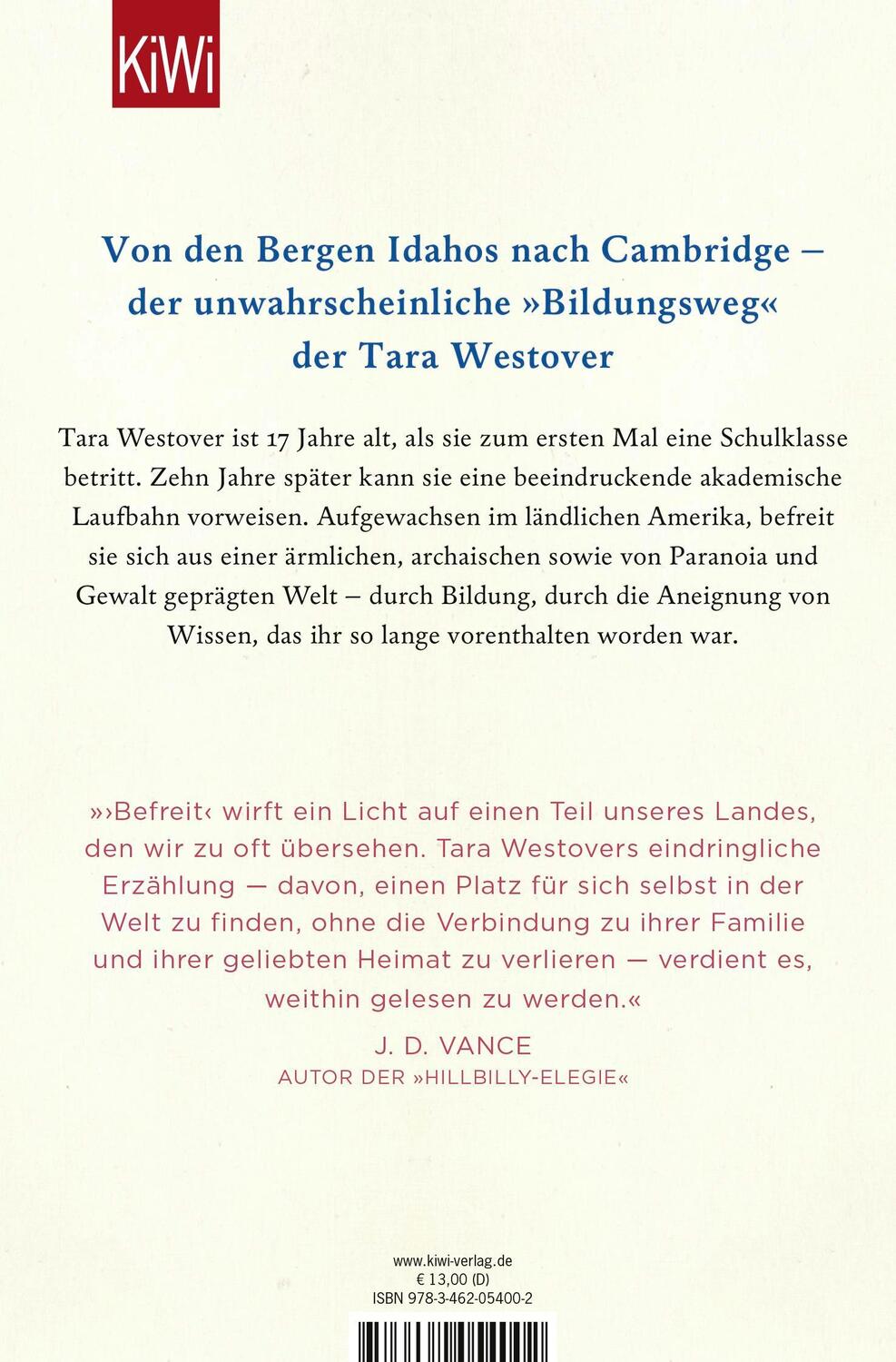 Rückseite: 9783462054002 | Befreit | Wie Bildung mir die Welt erschloss | Tara Westover | Buch