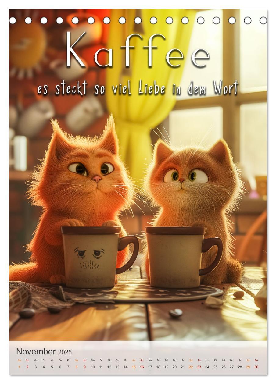 Bild: 9783383773822 | Kaffee-Katzen (Tischkalender 2025 DIN A5 hoch), CALVENDO...