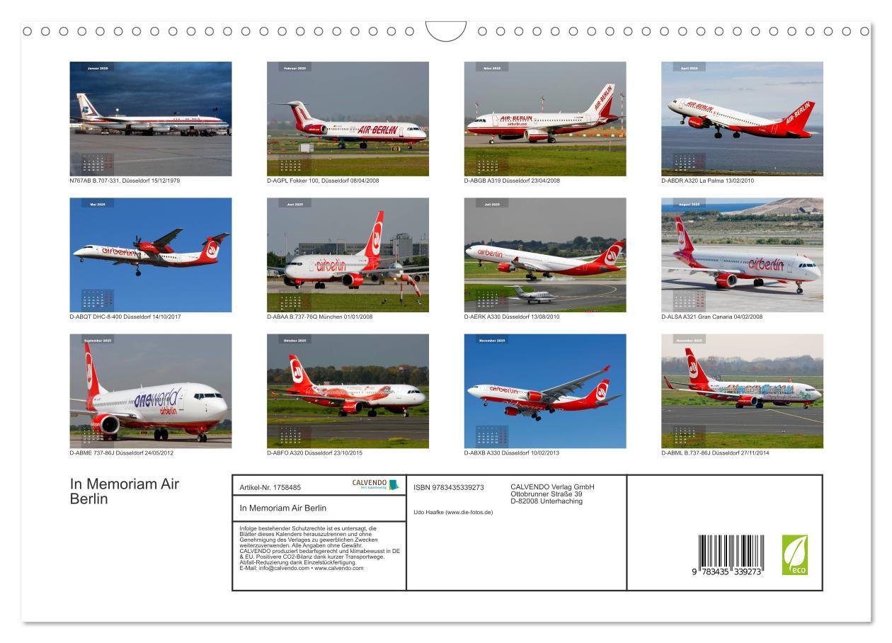 Bild: 9783435339273 | In Memoriam Air Berlin (Wandkalender 2025 DIN A3 quer), CALVENDO...