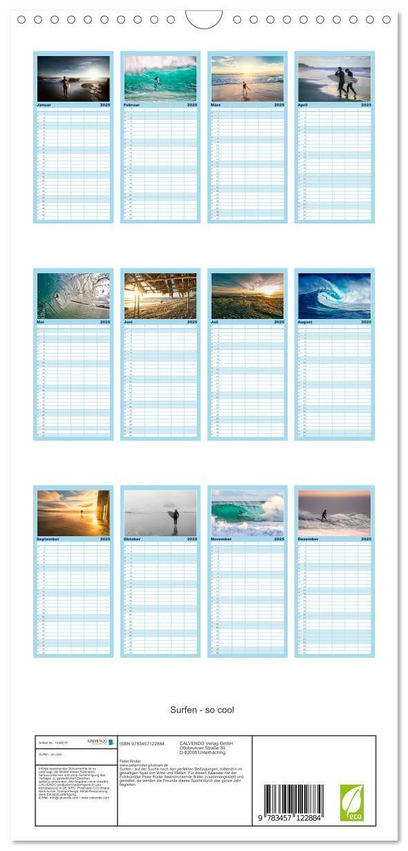 Bild: 9783457122884 | Familienplaner 2025 - Surfen - so cool mit 5 Spalten (Wandkalender,...