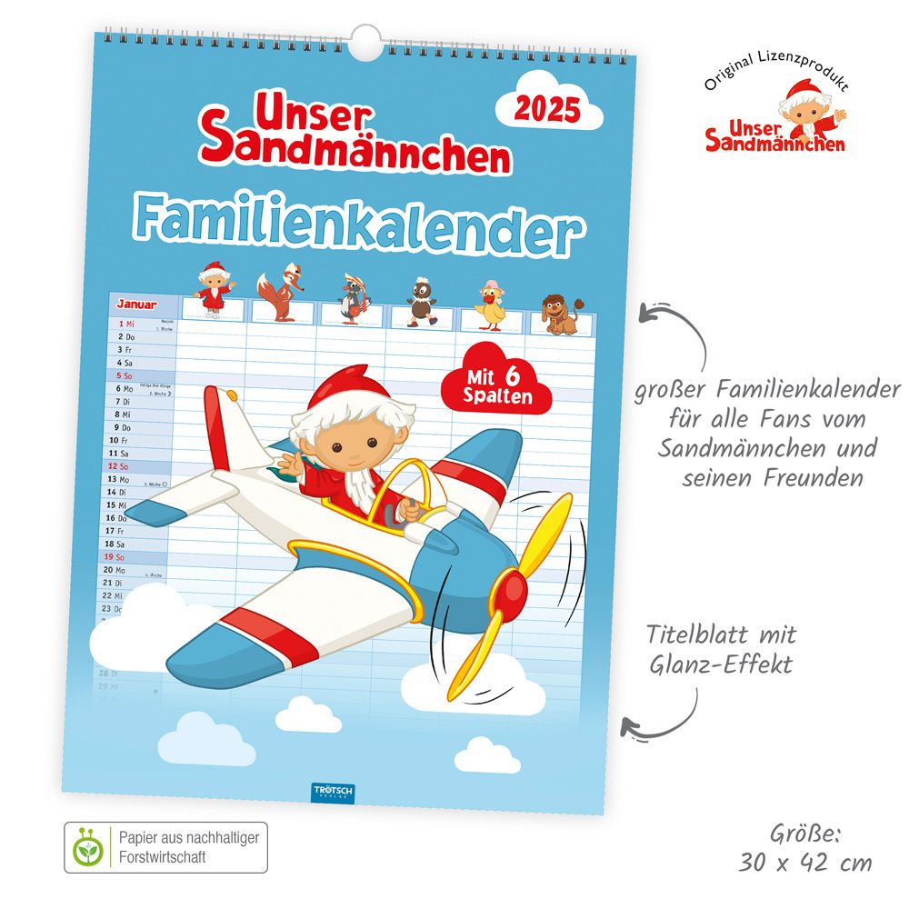 Bild: 9783988022295 | Trötsch Unser Sandmännchen XL-Familienplaner Familienkalender Unser...