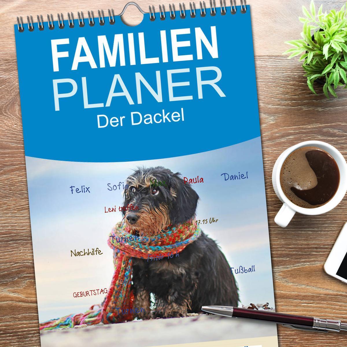 Bild: 9783457118122 | Familienplaner 2025 - Der Dackel mit 5 Spalten (Wandkalender, 21 x...