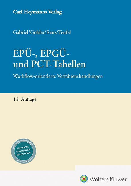 Cover: 9783452304575 | EPÜ-, EPGÜ- und PCT-Tabellen | Markus Gabriel (u. a.) | Buch | 642 S.