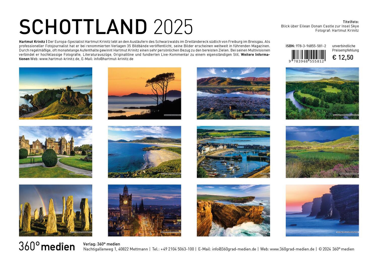 Bild: 9783968555812 | 360° Schottland Broschürenkalender 2025 | Hartmut Krinitz | Kalender