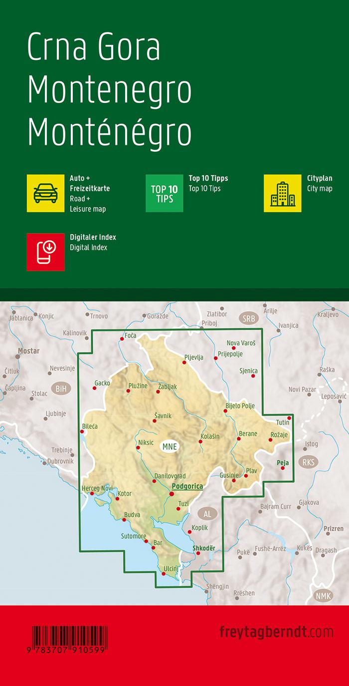 Rückseite: 9783707922332 | Montenegro, Straßen- und Freizeitkarte 1:150.000, freytag &amp; berndt