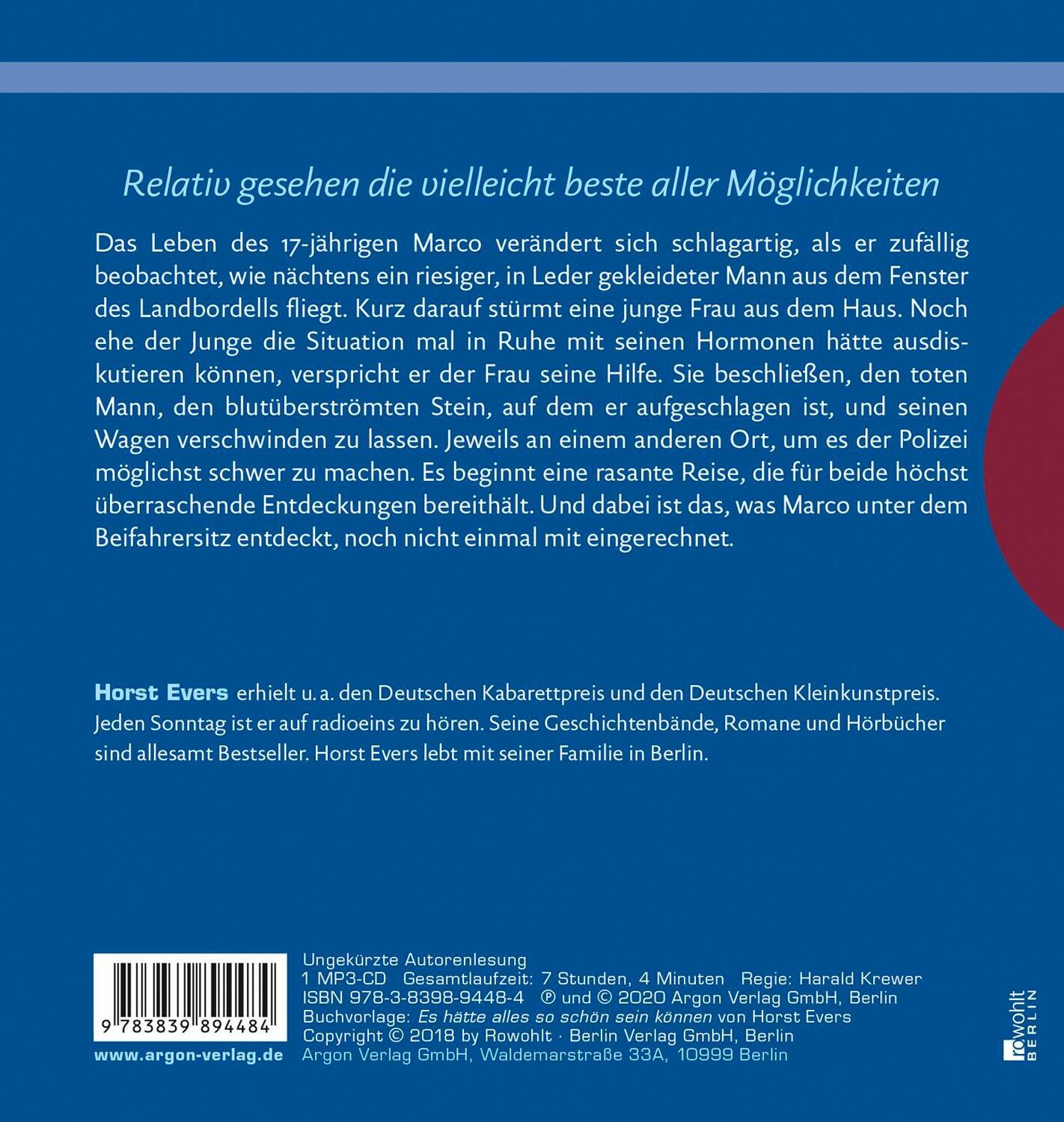 Rückseite: 9783839894484 | Es hätte alles so schön sein können | Horst Evers | MP3 | 424 Min.