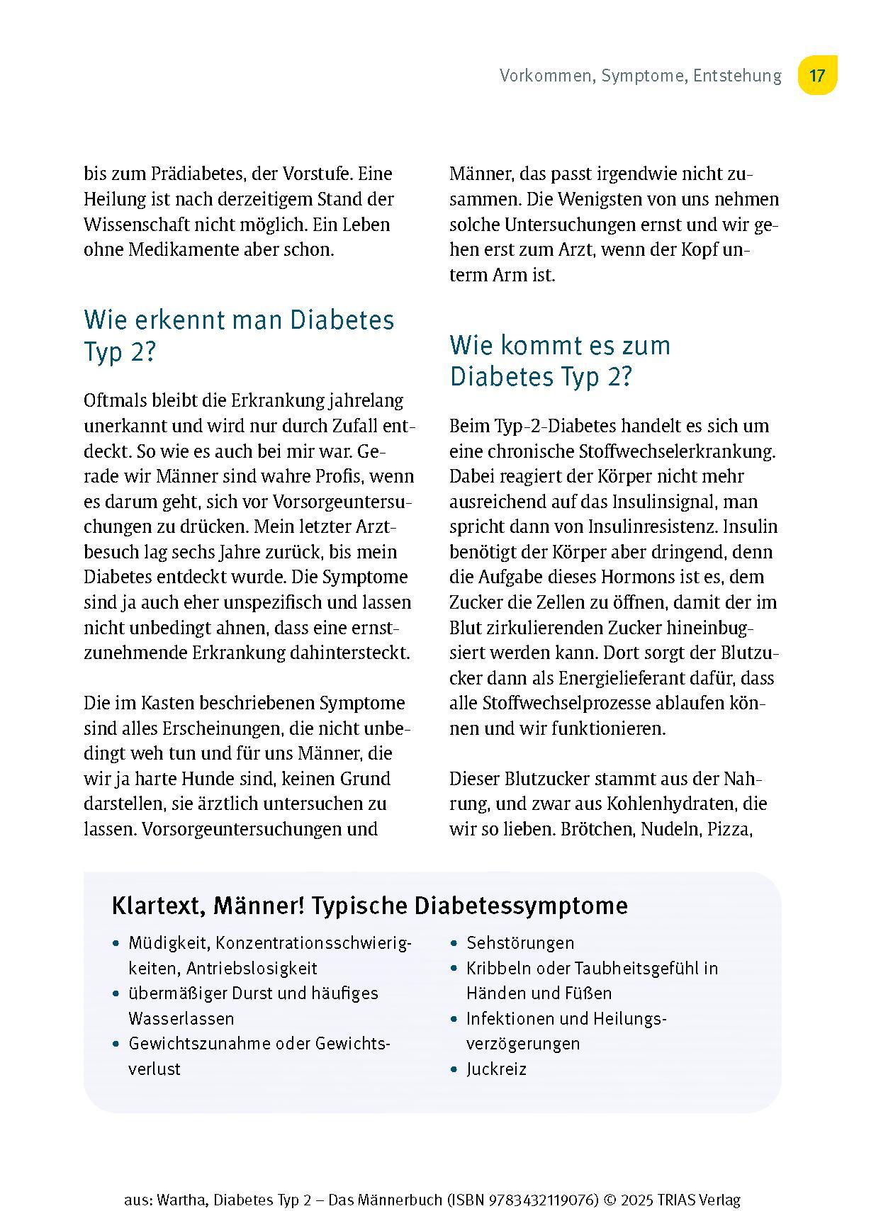 Bild: 9783432119076 | Diabetes Typ 2 - Das Männerbuch | Andreas Wartha | Taschenbuch | 2025