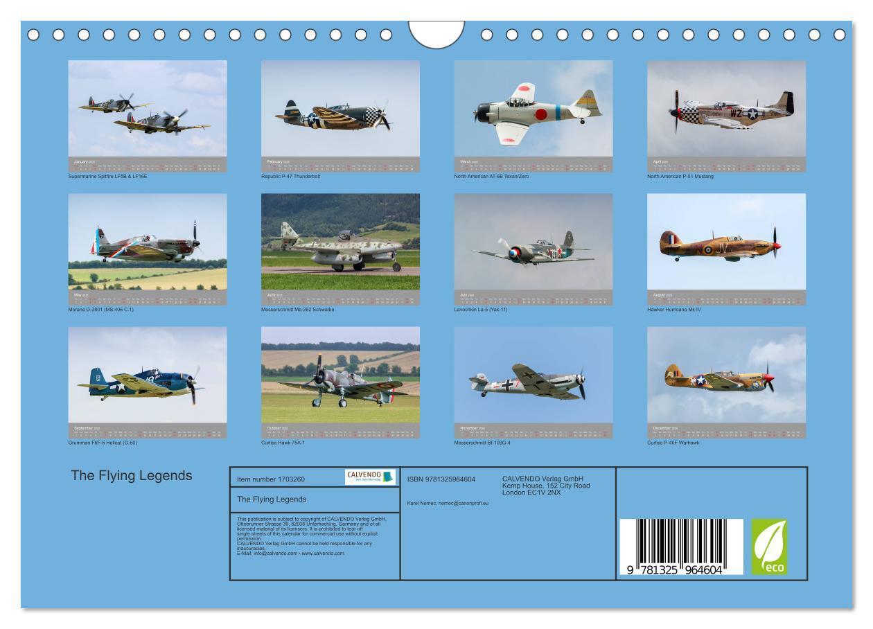 Bild: 9781325964604 | The Flying Legends (Wall Calendar 2025 DIN A4 landscape), CALVENDO...