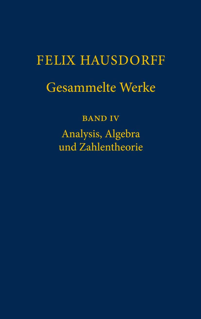 Cover: 9783540417606 | Felix Hausdorff - Gesammelte Werke Band IV | Felix Hausdorff | Buch