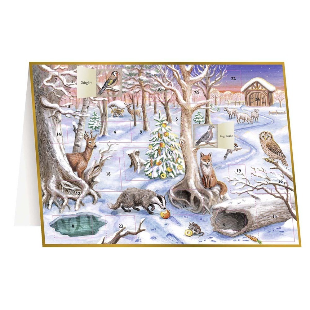 Cover: 4260653743822 | Adventskalenderkarte »Unsere Tiere im Winterwald« | Kalender | Deutsch