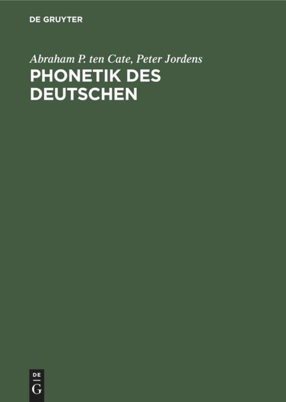 Cover: 9783111186542 | Phonetik des Deutschen | Peter Jordens (u. a.) | Buch | VIII | Deutsch