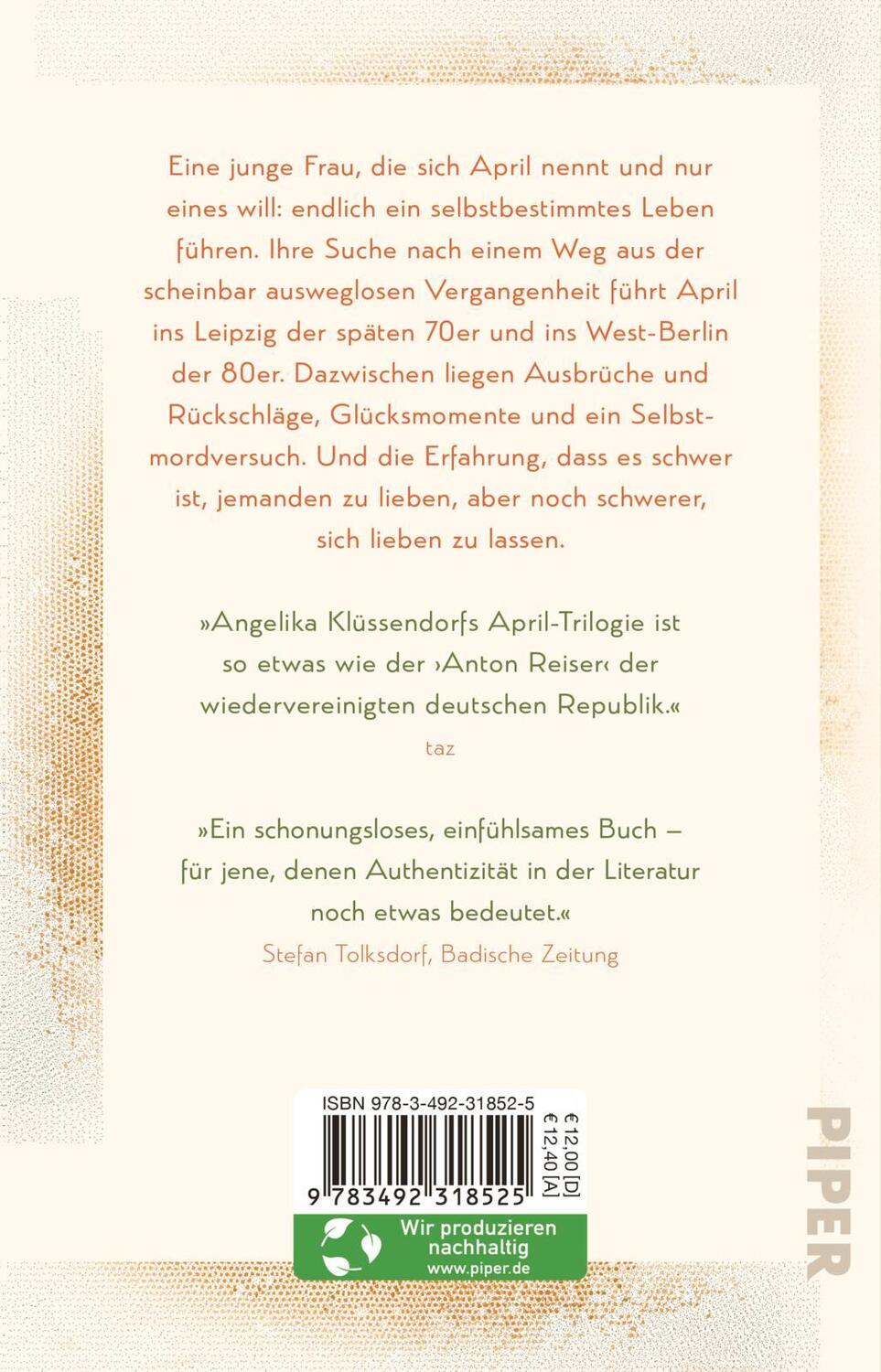 Rückseite: 9783492318525 | April | Roman Band 2 der preisgekrönten Trilogie | Klüssendorf | Buch